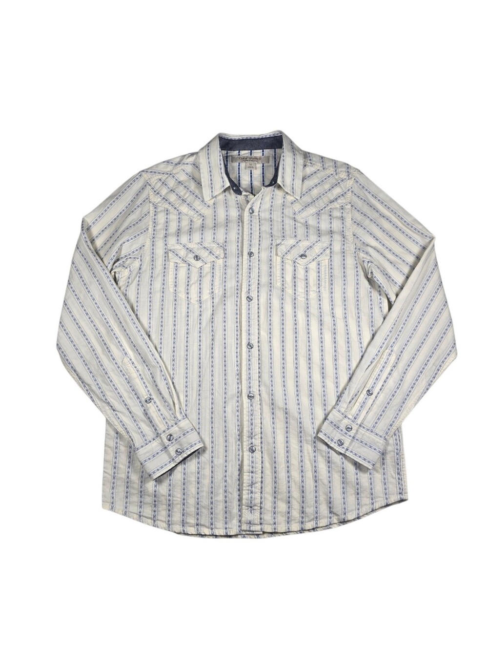 Cody James Men's Wild West Blue Striped Long Sleeve Snap Western Shirt, Size Med